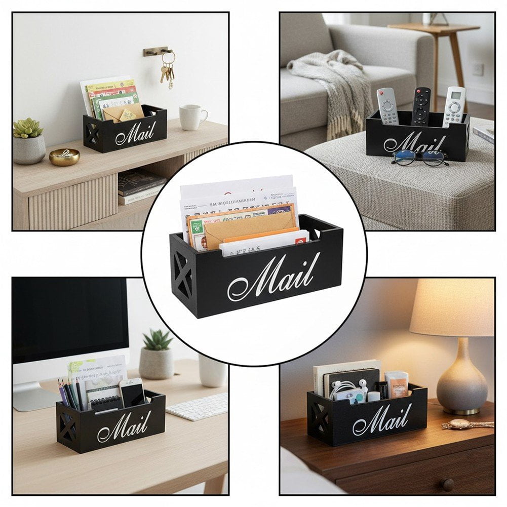 Modern Mail Holder For Desk, Wood Letter Organizer Sorter Envelope Organizer Bill Filling Rack Wood Mail Basket Magazine Holder For Home Office