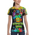 thumbnail image 4 of Geometry Dash Kids T-Shirt 3d Printed Graphic T-Shirts Boys And Girls Short Sleeve Shirts For Youth Kids X-Small, 4 of 7