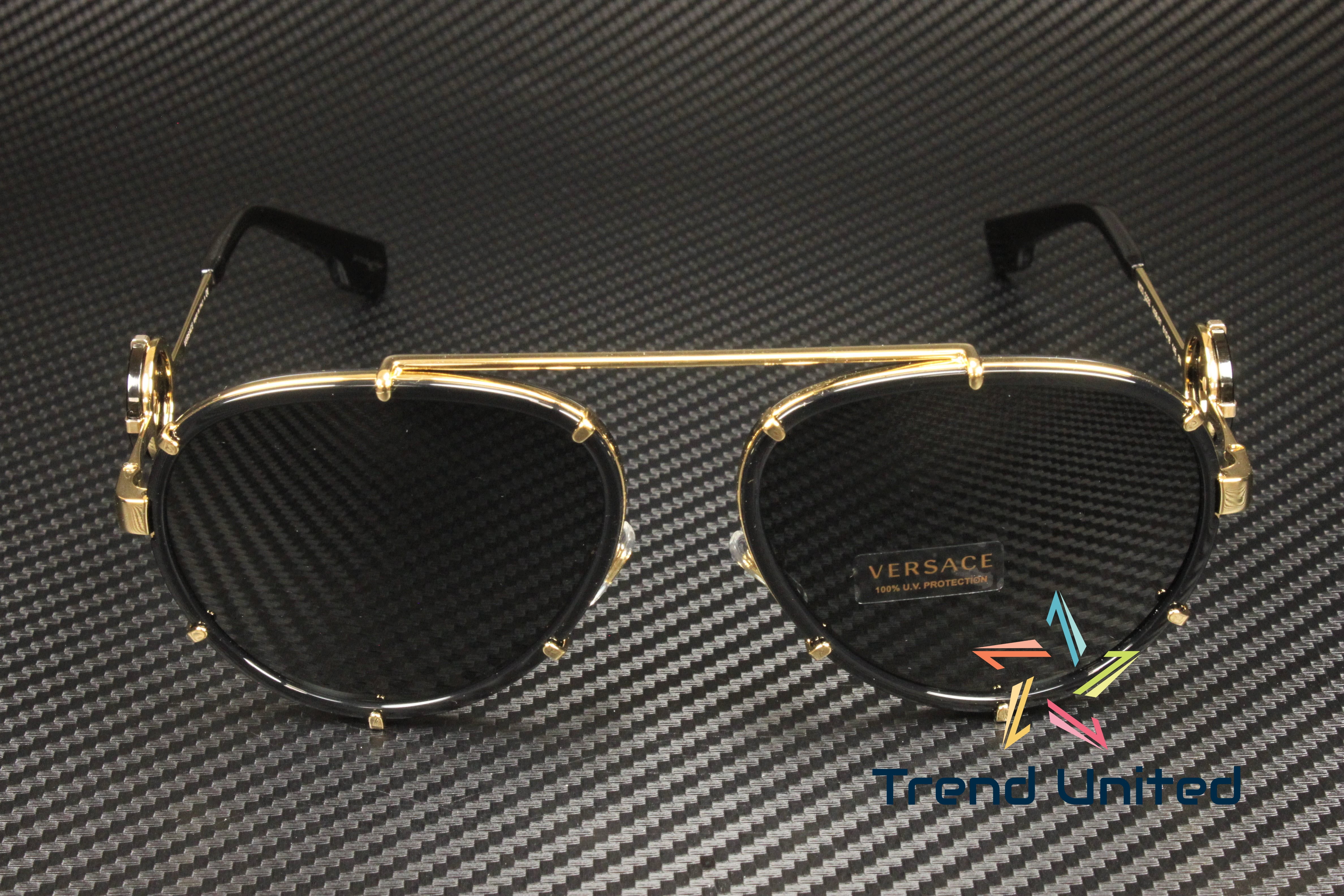 Versace VE 2232 Metal Womens Aviator Sunglasses Black 61mm Adult