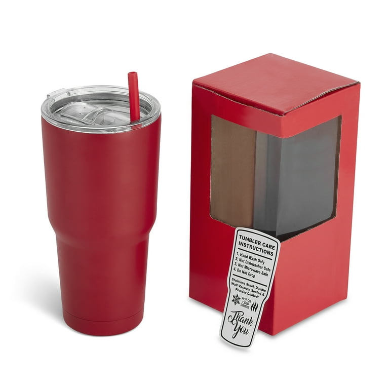 Makerflo 30 oz Powder Coated Tumbler, Stainless Steel Insulated Tumbler,  Red, 1 Pc