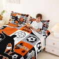 thumbnail image 3 of Castle Fairy Minimalist Soccer Collage King Sheets 4pcs, Sports Theme Bedding, Orange Black White,1 Fitted Sheet, 1 Flat Sheet and 2 Pillowcases, 3 of 6