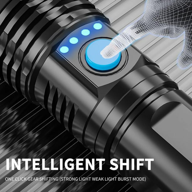 Lampe Torche LED Akylie Zoom Puissant – Rechargeable USB – 500 Mètres De Portée – Noire – Allemande