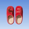 thumbnail image 4 of Zylanna Girls Slip‑On House Slippers, Slip‑Resistant Plush with Embroidered Motif Loose Fit Warm Festive Holiday Indoor Footwear Red, 4 of 5