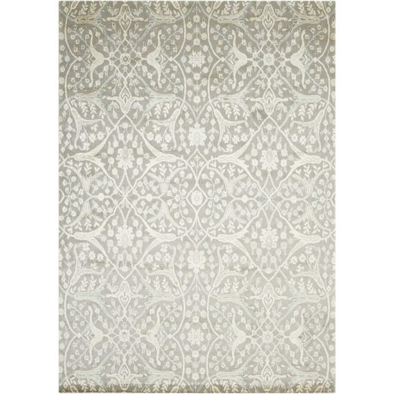 Nourison Luminance LUM08 Area Rug Grey 5' 3" x 7' 5" 5' x 8' Indoor Living Room,Bedroom,Dining Room Silver Rectangle