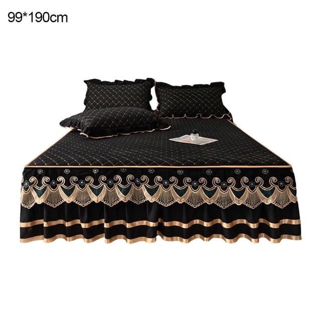 Elegant Ruffled Bed Skirt, Cotton Blend Fabric with Quilted Mattress Protection, Plush Comfort Dust Ruffle, Queen/King Size, White, 14-Inch Drop