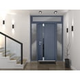 thumbnail image 4 of Front Exterior Prehung Steel Door / Cynex 6777 Grey / 2 Side and Top Exterior Window / Stainless Inserts Single Modern Painted-W14+36+14" x H80+16"-Left-hand Outswing, 4 of 6