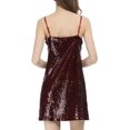 thumbnail image 6 of MODA NOVA Juniors Glitter Sequin V Neck Adjustable Straps Prom Mini Dress, 6 of 7