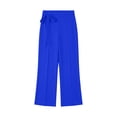 thumbnail image 4 of Cmfcve Women's Plus Size Elegant Side Tie Waist Work Office Trousers High Waisted Wide Leg Pants Business Casual Straight Leg Pants, 4 of 5
