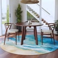 thumbnail image 4 of Abstract Waves Round Living Room Rugs 5 ft, Surrealism Spray Beach Ocean Watercolor Washable Area Rug with Non-Slip Sturdy Edge Binding Round Carpet for Entryway Kitchen Bedroom Bathroom, 4 of 9