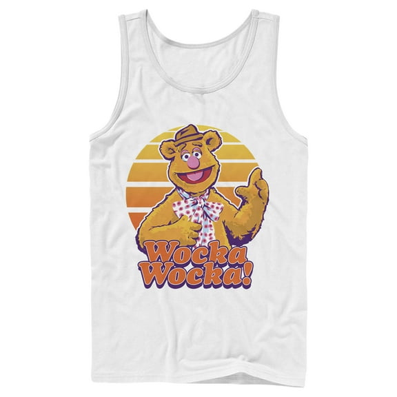 Men's The Muppets Fozzie Retro Bear Tank Top White Large