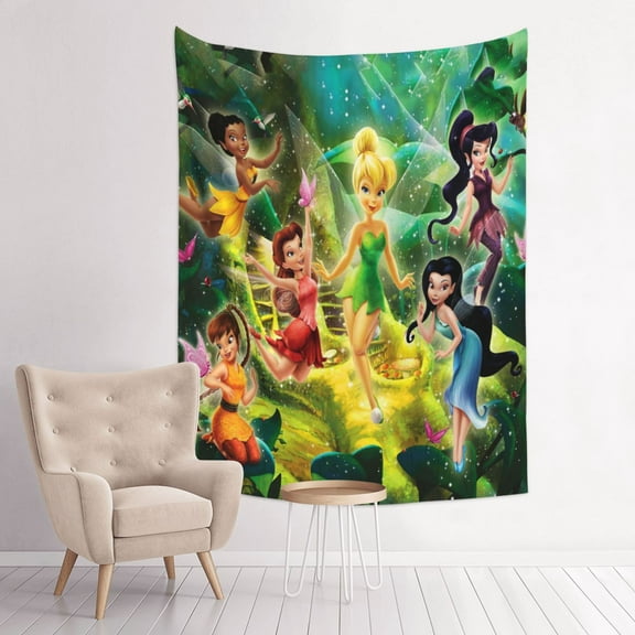 Tinker Bel Tapestry Anime Poster Large Background Wall Art Bedroom Wall Decor For Birthday Party 29x37in