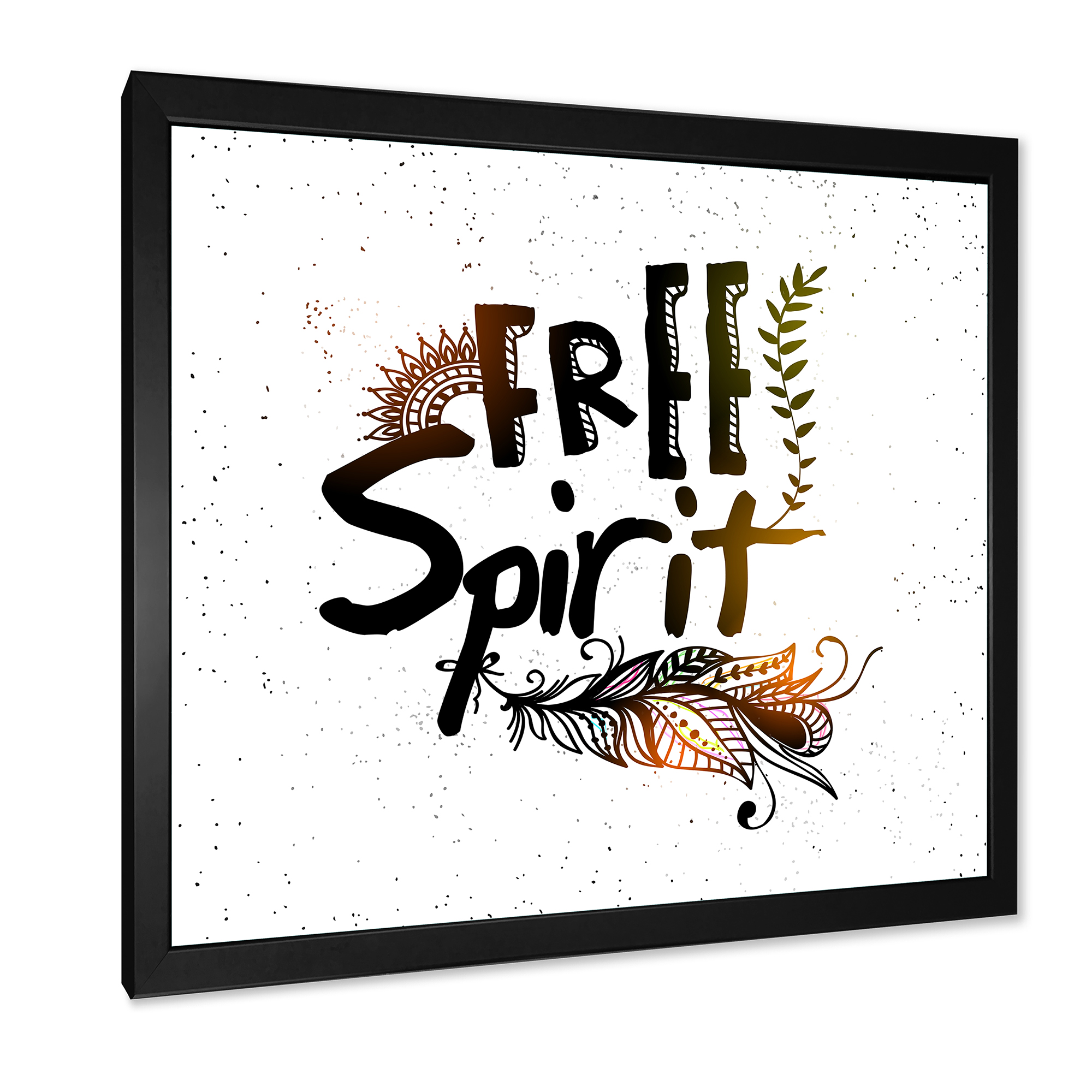 Designart 'Free Spirit Ethnic Feather' Bohemian & Eclectic Framed Art Print