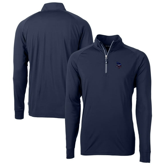 Men's Cutter & Buck Navy Minnesota Vikings Team Adapt Eco Knit Hybrid Recycled Quarter-Zip Pullover Top
