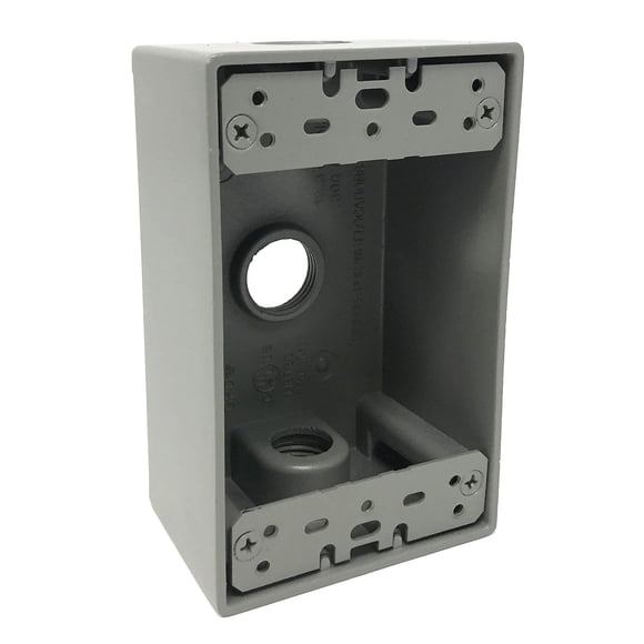 Caja para tomacorriente eléctrica Sealproof de 1 módulo con 3 orificios de 1/2 pulgada
