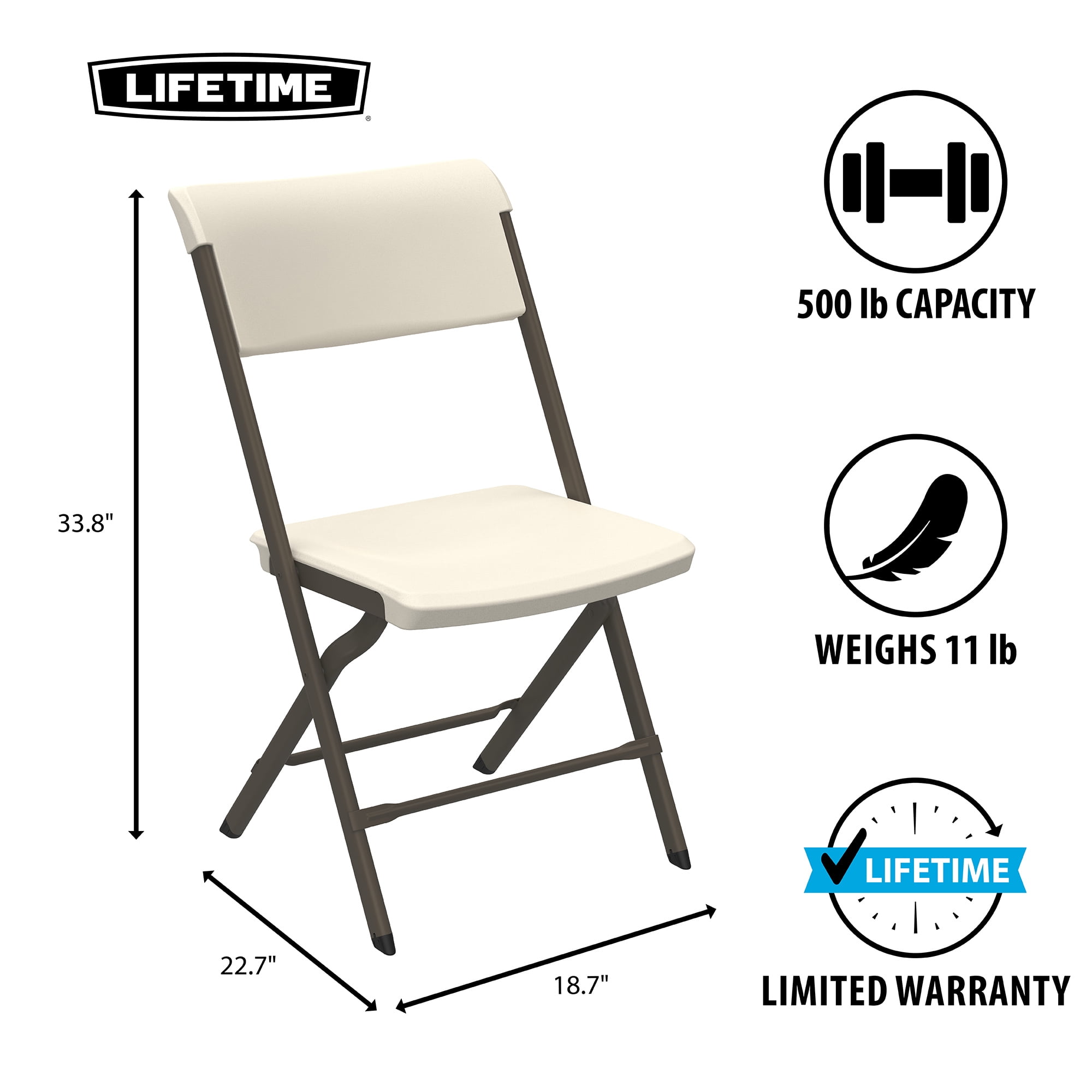 Lifetime 37-Inch Fold-In-Half Table and 4 Chairs Set (Light Commercial)