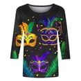 thumbnail image 5 of Penkiiy Blouse de Carnaval Manches 3/4 Chemise de Printemps T-Shirt Quotidien Blouse à Imprimé Masque Mardi Gras Col Rond 2024 Tunique Habillée m Multicolore, 5 of 5