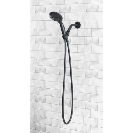 MAINSTAYS 5-SETTING HANDHELD SHOWER HEAD, MATTE BLACK