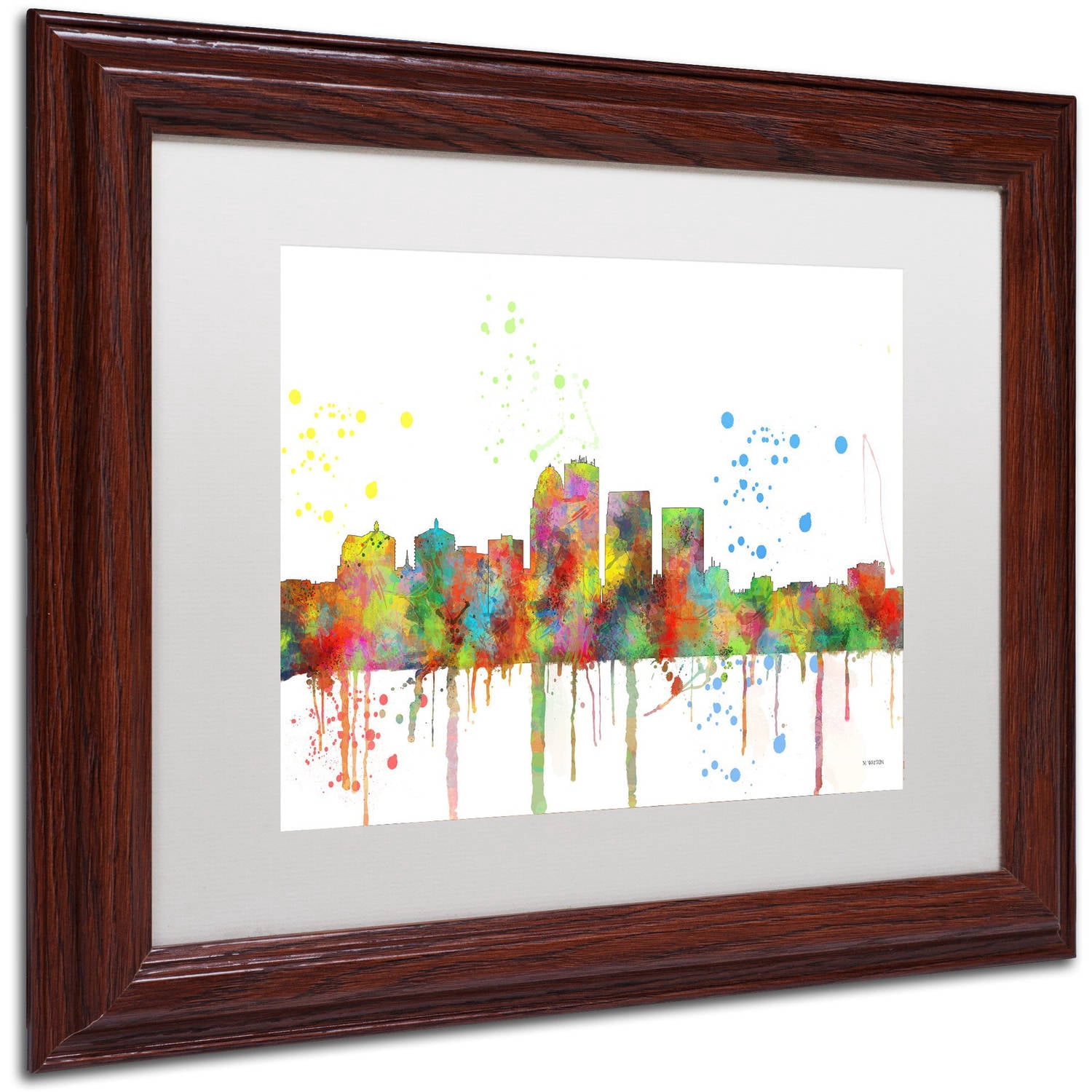 Trademark Fine Art "Louisville Kentucky Skyline Mclr-1" Canvas Art by Marlene Watson, White Matte, Wood Frame