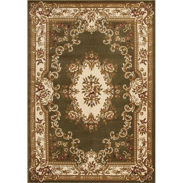 HomeRoots 352463 5 ft. 3 in. x 7 ft. 7 in. Polypropylene Green & Ivory Area Rug
