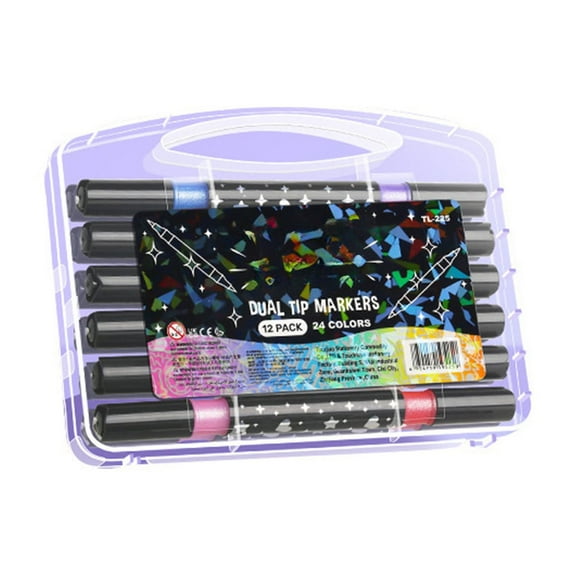 Dual Tip Glitter Gel Pen Set 12 Pack with Pearlescent Ink for Journaling Scrapbooking Card Making Art Supplies Non Bleed Sparkle Marker Pens