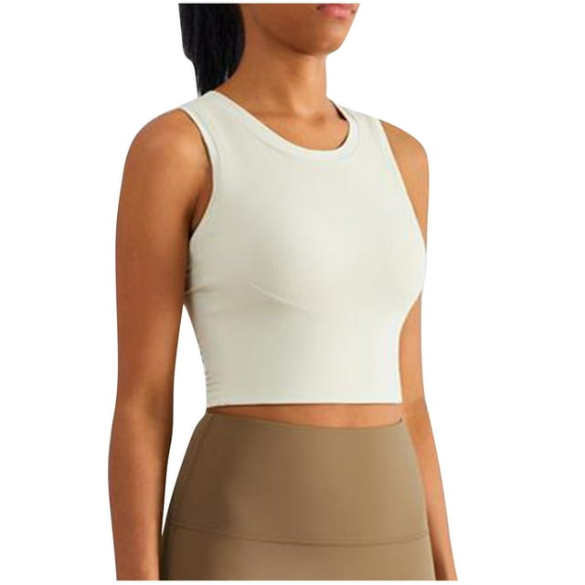 Débardeur pour Femmes, Blouse de Sport à Col Rond et Coussin de Poitrine Uni pour Femmes