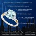 thumbnail image 2 of Gem Stone King 3.04 Cttw Sky Blue Simulated Aquamarine White Moissanite and Diamond Ring for Women | 925 Silver and 10K Yellow Gold | Wedding Engagement Anniversary Promise Ring for Women| Size 8, 2 of 4