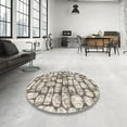 thumbnail image 3 of Ahgly Company Indoor Round Abstract Sandstone Brown Abstract Area Rugs, 5' Round, 3 of 6
