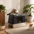 thumbnail image 3 of Enclosed Cat Litter Box, Stainless Steel Base Anti-Urine Leakage Non-Sticky Dual Entry Top and Front Door for Pets (Black), 3 of 7