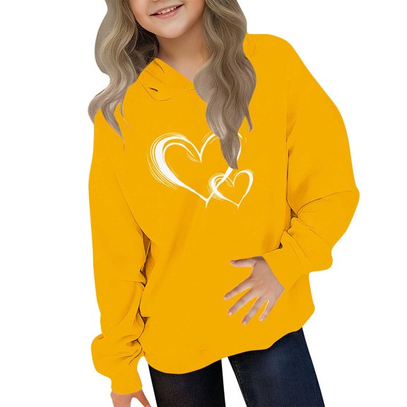 BaoFuBaoMei Travel Hoodies for Boys Girls Valentines Heart Long Cuffed Sleeve Sweatshirt Tops Fleece Lined Loose Hooded Fall Outfits for School Party Classroom Celebration