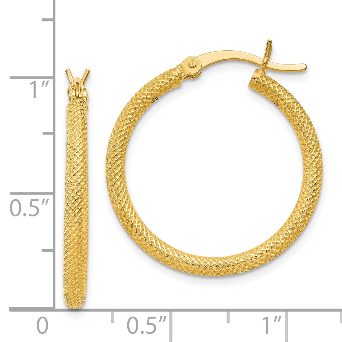 925 Sterling Silver Gold-flashed Patterned 25mm Hoop Earrings