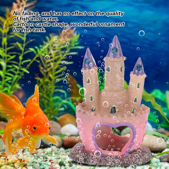 YLSHRF Resin Cartoon Castle Shape Ornaments Landscape Decoration For Aquarium Fish Reptiles Tank,Fish Tank Cartoon Castle Decoration,Aquarium Cartoon Castle Ornaments