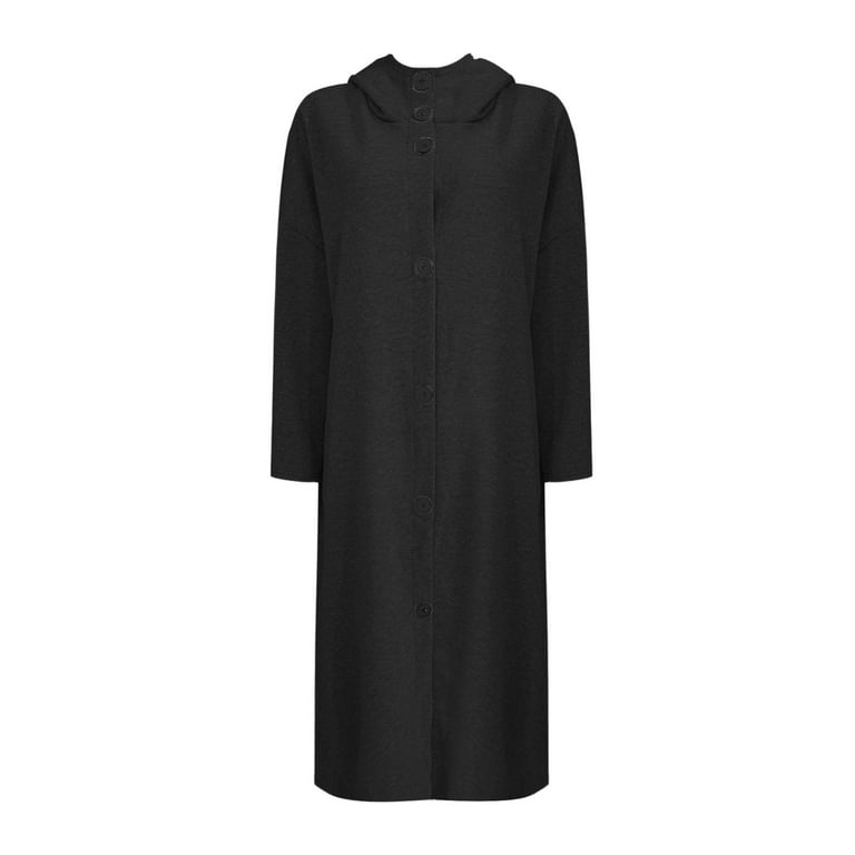 Baqcunre Women's Loose Solid Color Hooded Pocket Long Sleeve