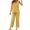 Yellow, variant on Jerdar Women Casual 2 Piece Short Sets Summer Leisure Suit Solid Sleeveless V Neck Button Top Pants Suit Set Lounge Set Blue XL