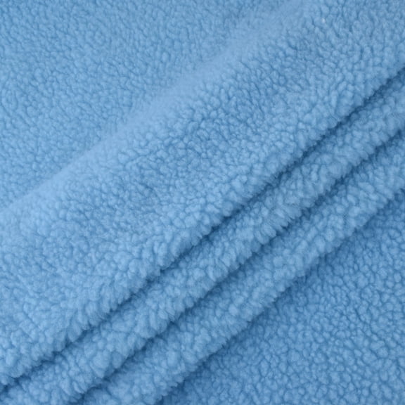 NAMZI 1 Yard x 63in Plush Fleece Fabric, Lambskin-Like Faux Fur Material, Thermal Lined for DIY Sewing & Handmade Crafts, Light Blue