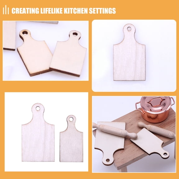 Hemoton Set of 4 Mini Wooden Charcuterie Boards, Small Cutting Boards 4x2 Inches, Khaki Color for Serving & Food Prep