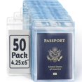 thumbnail image 1 of EcoEarth Passport & Identification Card Holders with Soft Edge (Clear, 4x6 Inch, 50 Pack), Extra Large Vertical ID Holder, Zipperless Plastic Name Badge Holders, 1 of 4