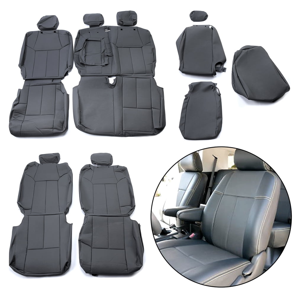 New Grey Synthetic Leather Seat Covers Kit For 2014-2020 Toyota Tundra