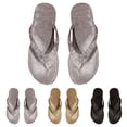 thumbnail image 4 of XIMIN Beach Slippers for Women Summer Fancy Style Flip Flops Rhinestone Star Cushion Fashion Open Toe Slippers Bling-Bling Flat Slides (11, Black), 4 of 4