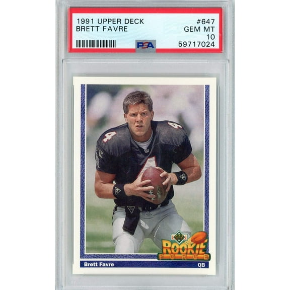 Graded 1991 Upper Deck Brett Favre #647 Rookie RC Football Card PSA 10 Gem Mint