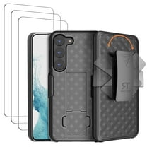 Samsung Galaxy S23 6.1" (2023) Shell Holster Combo Case 3-Pack Glass Screen Protector