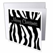 3dRose Merry Christmas Zebra Print, Greeting Cards, 6 x 6 inches, set of 6
