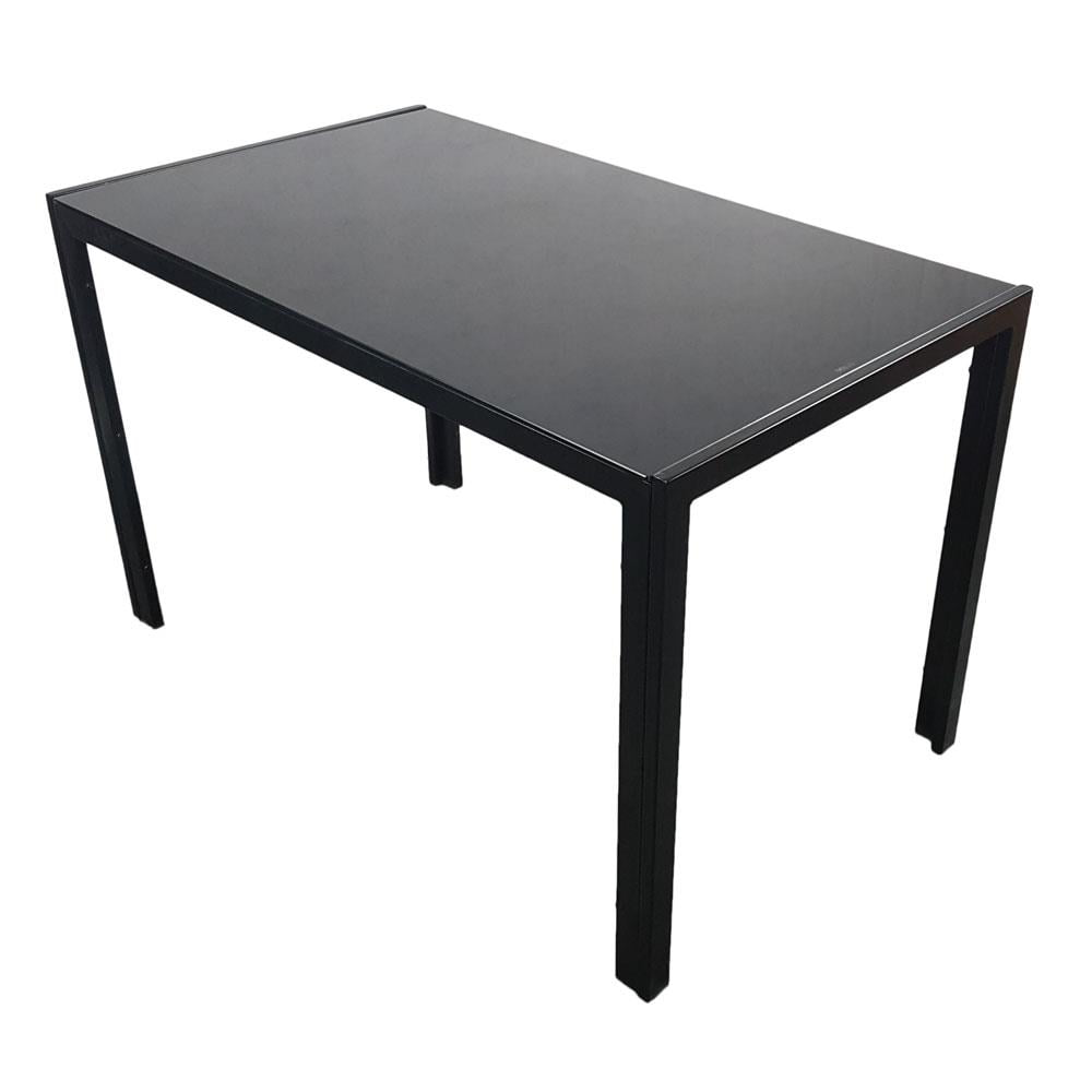 UBesGoo Dining Room Tables Simple Assembled Tempered Glass & Iron Black