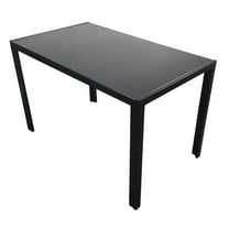 UBesGoo Dining Room Tables Simple Assembled Tempered Glass & Iron Black