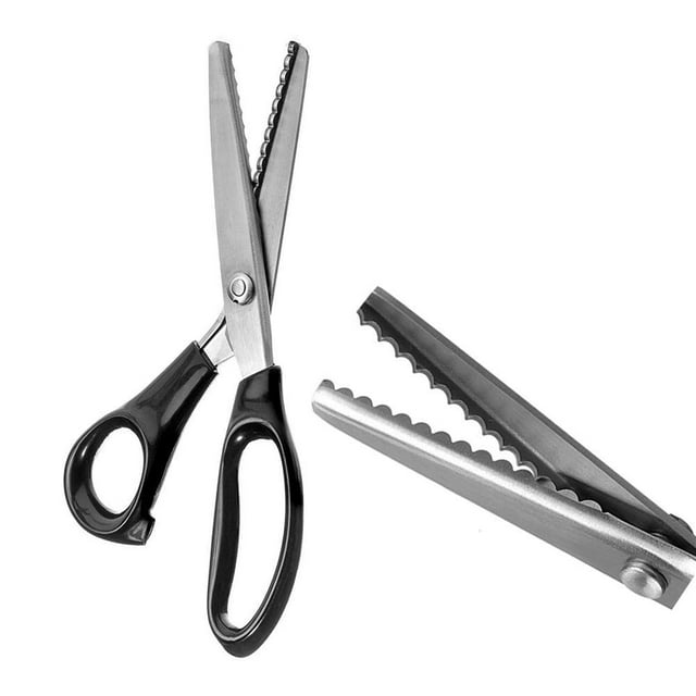 Tijeras dentadas profesionales, mango de agarre cómodo, tijeras de costura de acero inoxidable, herramienta de corte para manualidades, hoja dentada y festoneada (festoneado de 3 mm)