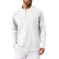 thumbnail image 6 of Timoontee Men's Fleece Lined Tops Spring Fall Warm Shirts Loungewear Shirt Casual Long Sleeve Stand Collar Shirts Solid Quarter Zip Pullover White XXXL, 6 of 7