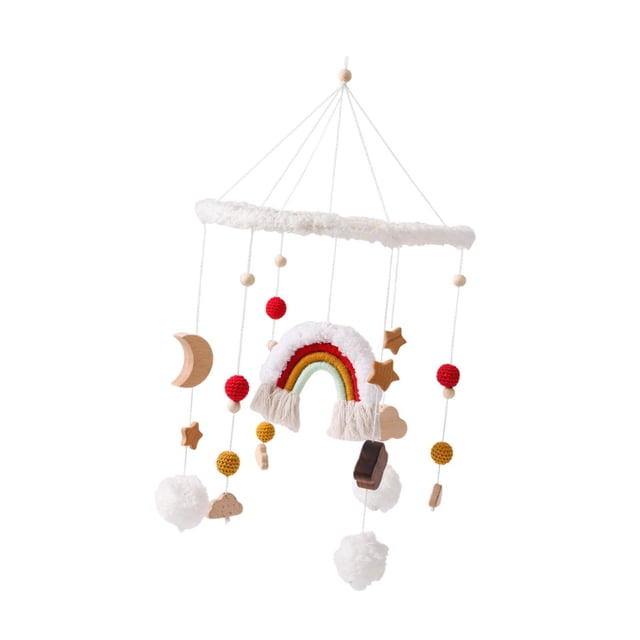 Móvil para cuna de bebé, campana para cama, decoración de techo, regalos navideños sencillos, juguete sensorial, juguetes Montessori para bebés, niños Estrella naranja y