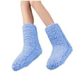 thumbnail image 2 of SwiftWear Fuzzy Fluffy Bootie Slipper Sock with Gripper Warm Cozy House Socks for Women - Winter Soft Comfy Fleece Sleep Socks, Blue, 2 of 6