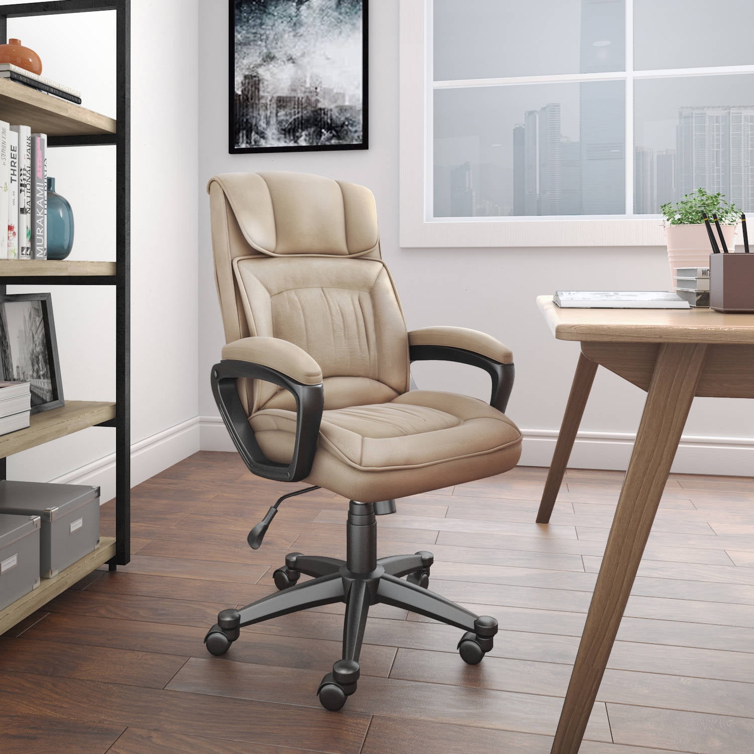 Serta Executive Microfiber Office Chair Light Beige Com