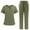 A001-Army Green, variant on Womens Scrubs Set Medical Uniform Stretch V-Neck Scrub Top and Pants Soft Comfort Nursing Workwear Sky Blue XL