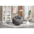 thumbnail image 2 of Round Bean Bag Chair with Ottoman, High Pressure Foam Lazy Sofa Chair with Footstool, Ultra Soft BeanBag Chair with Memory Sponge Filler, Floor Lounge Chair for Living Room, Bedroom, Gray, 2 of 9